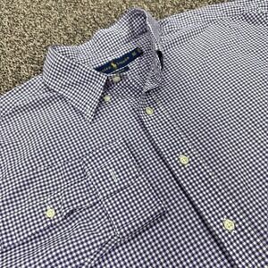 Ralph Lauren Shirt Mens XLT Purple Gingham Check Long Sleeve Button Down Pony